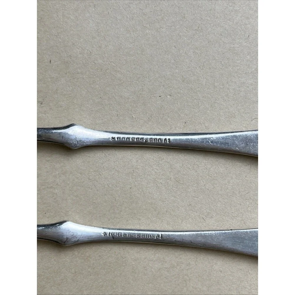 2 Rare Antique Silver Plate Nut Picks 1847 Rogers Bros A1 Lorne Monogram “Partt”